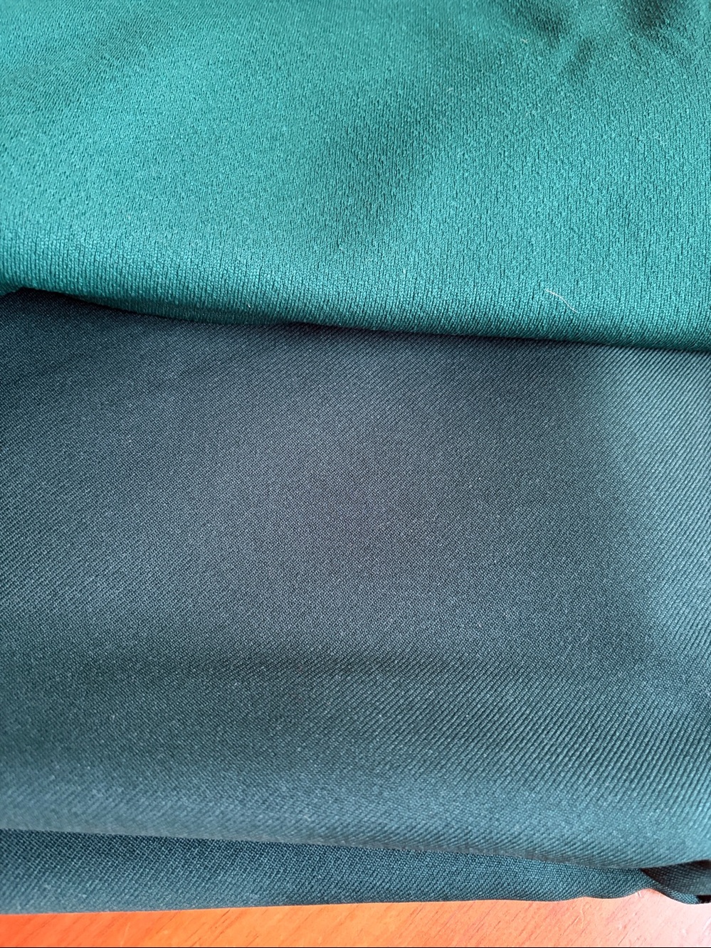 Fabric, 60” W × 72” L & 60” W × 60” L, Bottle Green Polyester Suiting & Knit